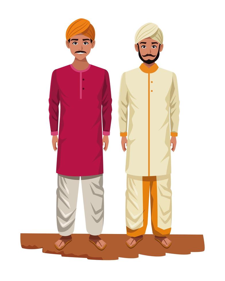 Indian men cartoon characters vector