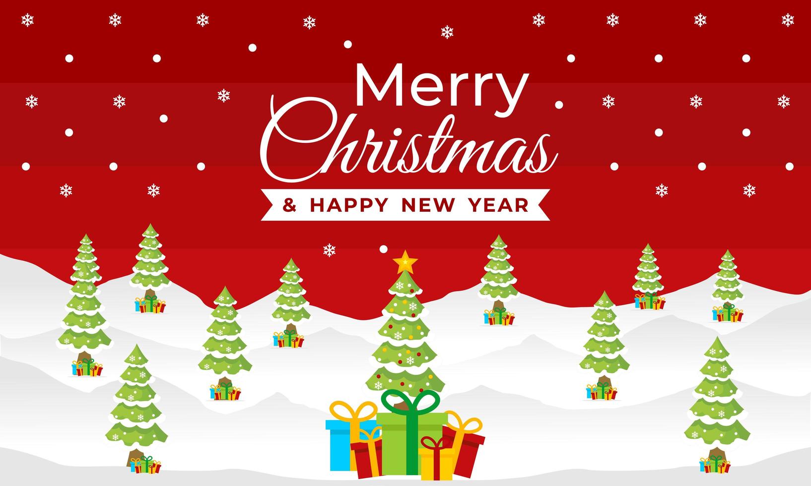 Christmas and New Year Banner with Winter Scene vector