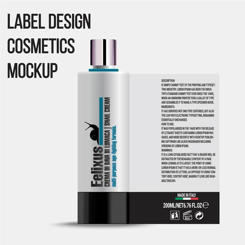 Cosmetics Bottle Package Template with Clean Elegant Design vector