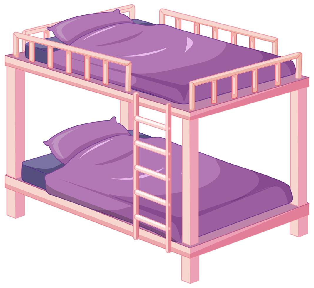 Purple pink bunk bed isolated on white background vector