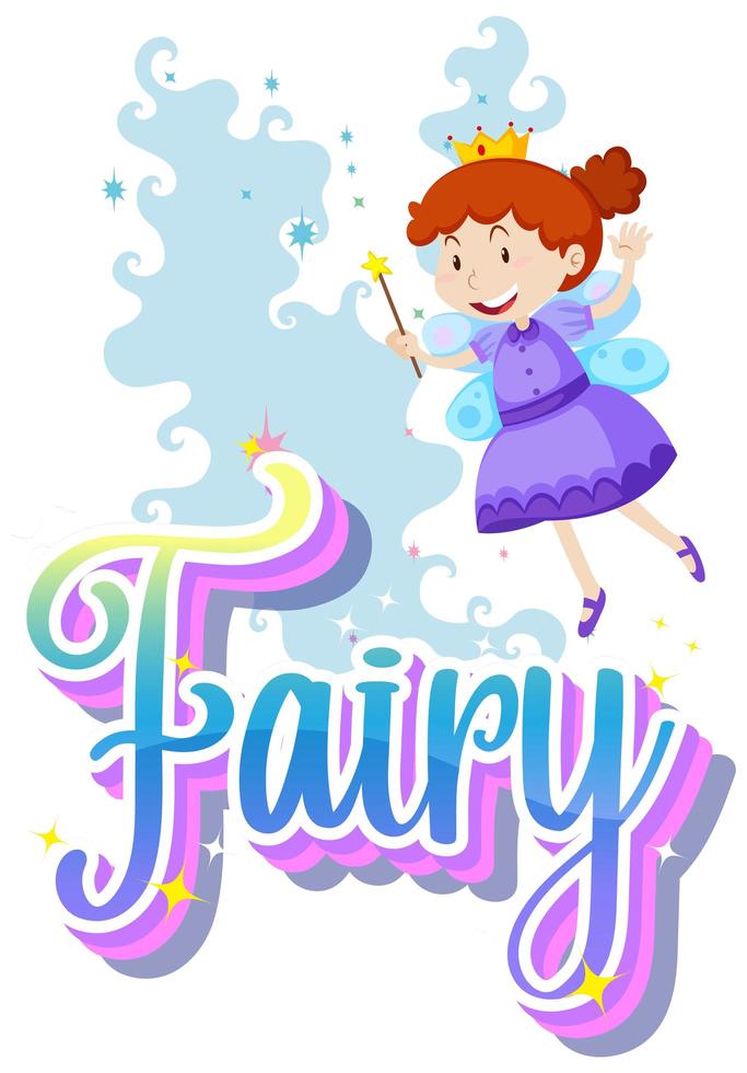 Fairy text with little fairy on white background vector