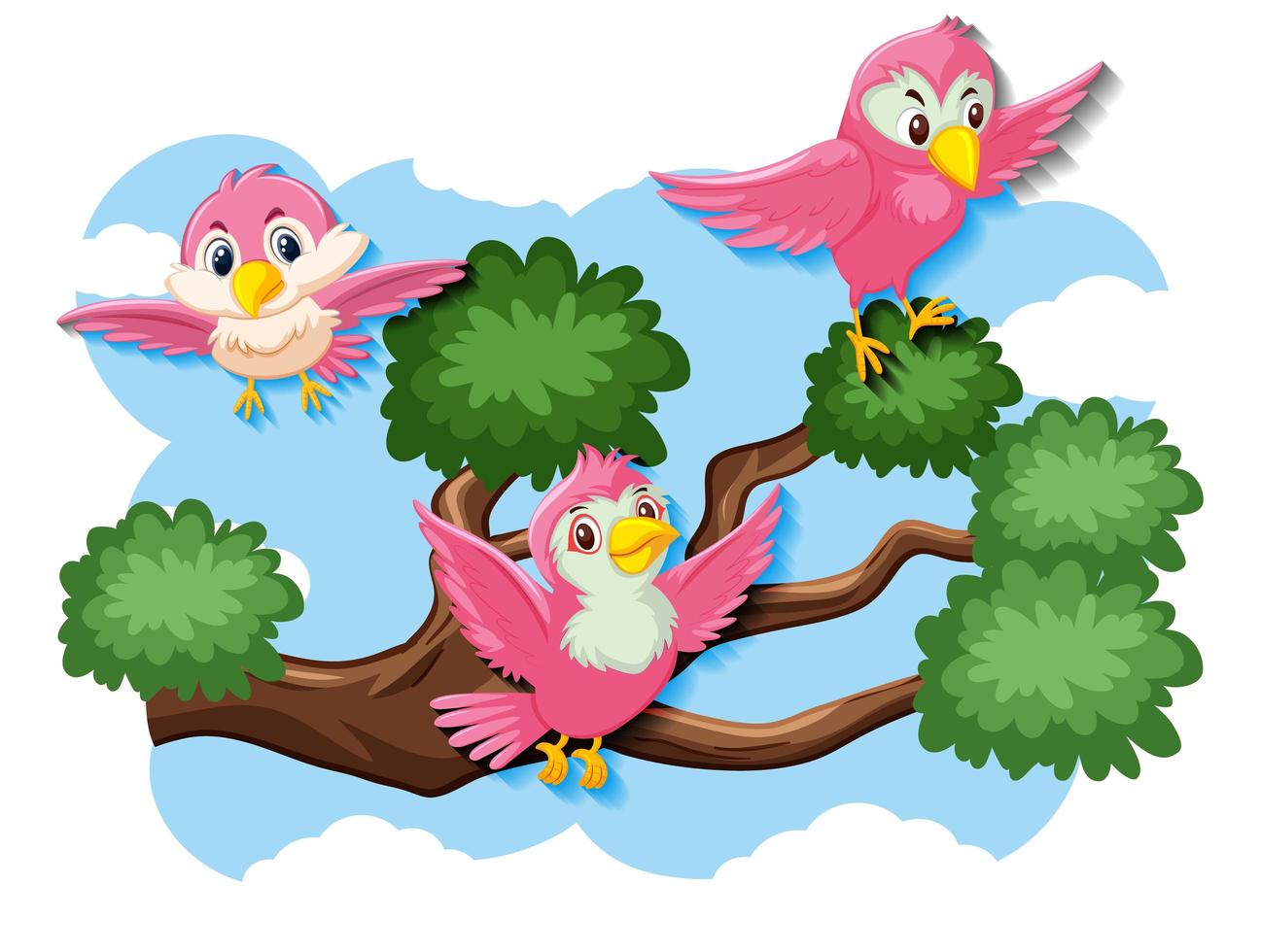 Happy birds flying in nature vector