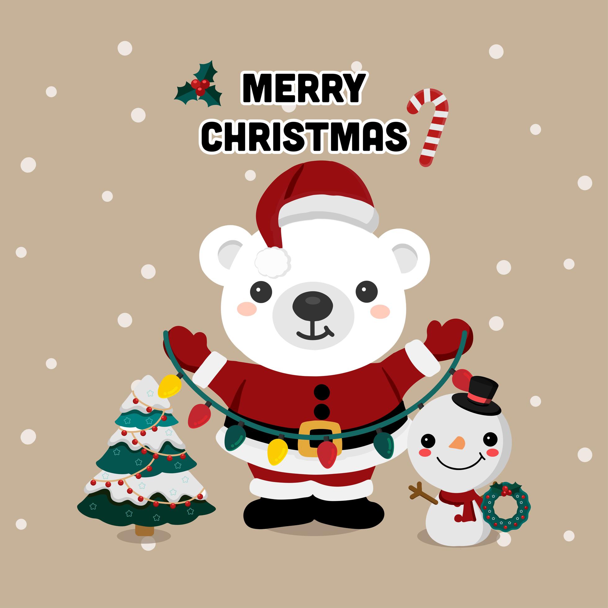Christmas bear and snowman with decorations 1522911 Vector Art at Vecteezy