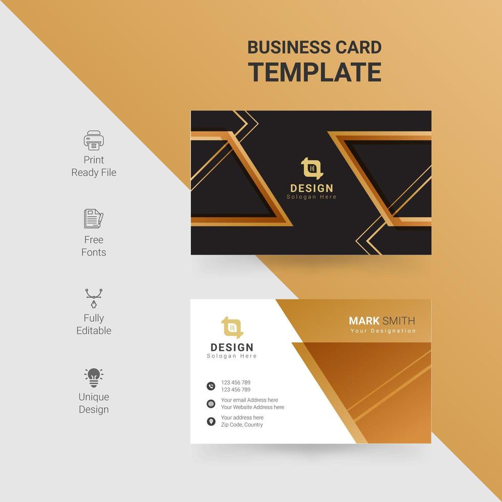 Modern business card with angled gold accents vector