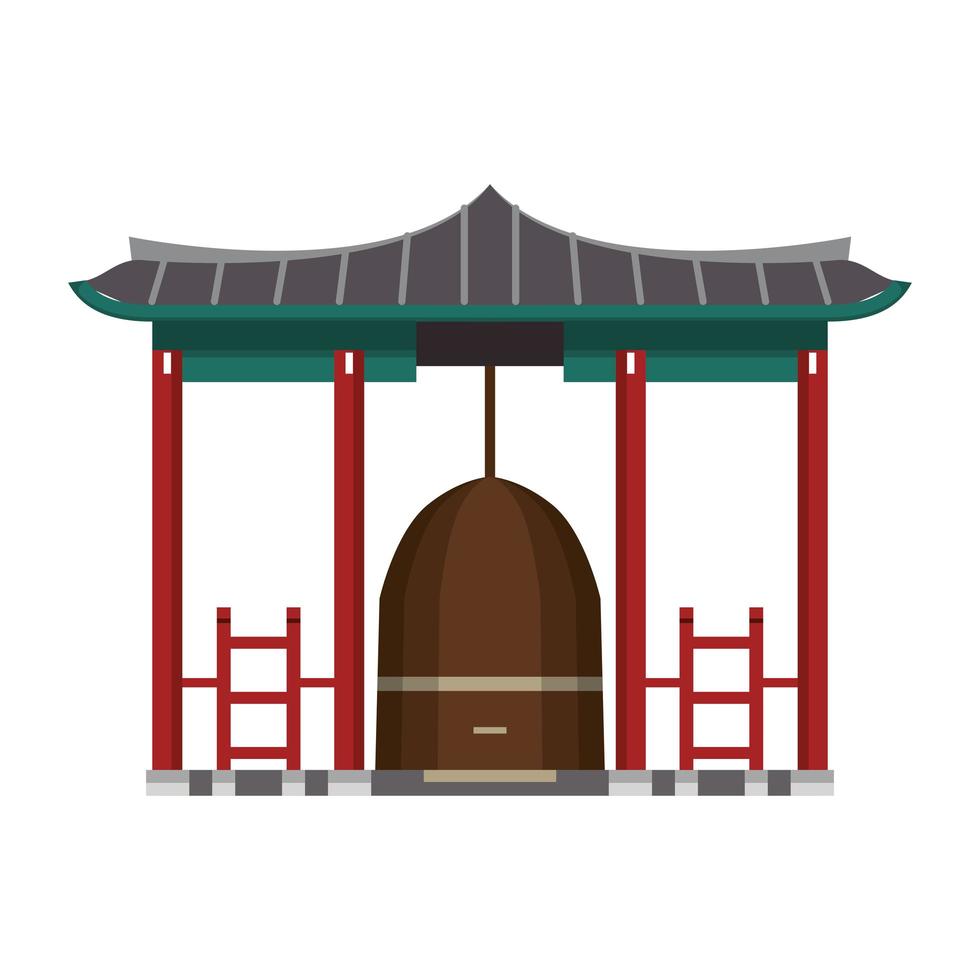 Asian gate cartoon isolated icon vector