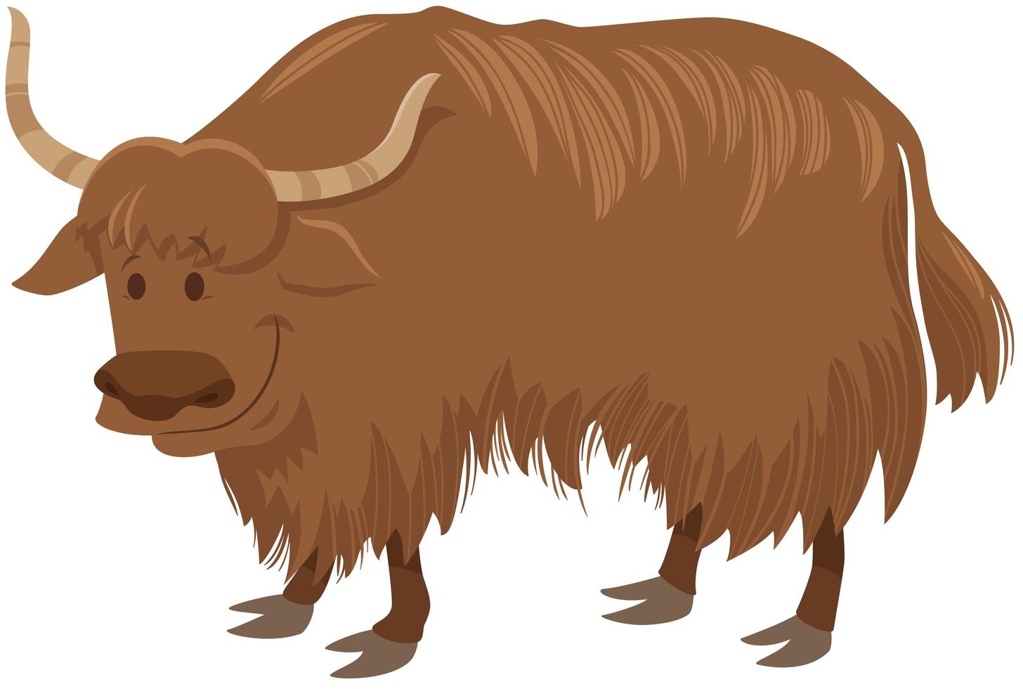 personaje de animal salvaje de dibujos animados de yak vector