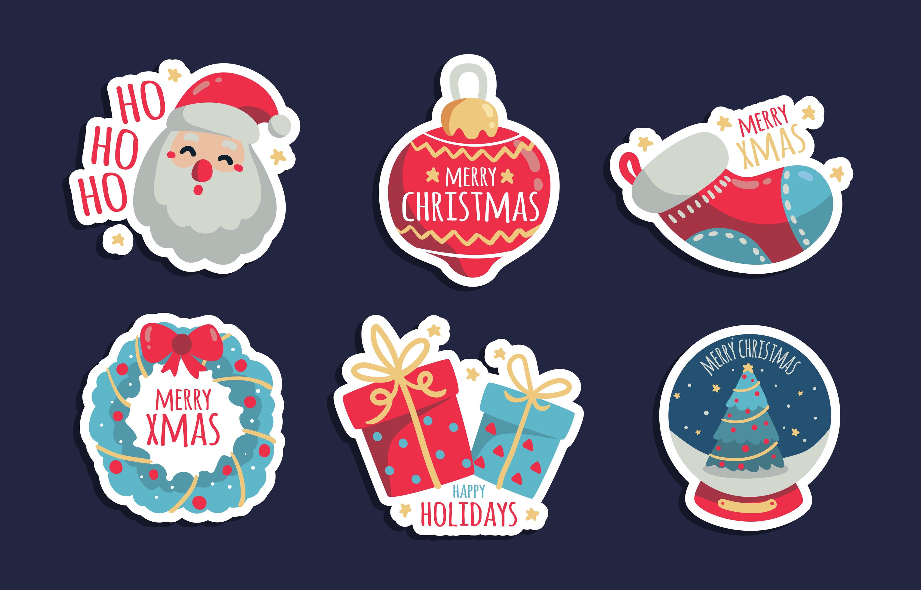 Colorful Christmas Sticker Set 1528754 Vector Art at Vecteezy Christmas Sticker