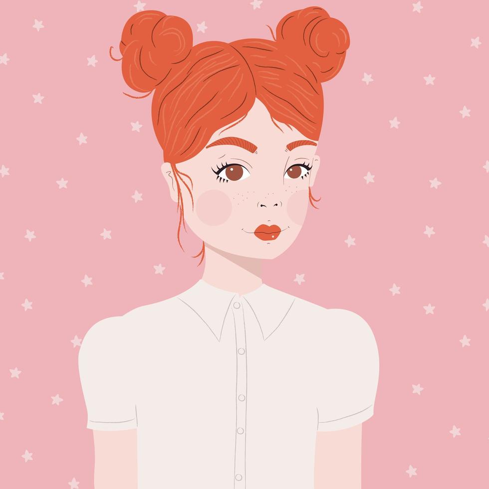 Portrait of a girl with red hair vector