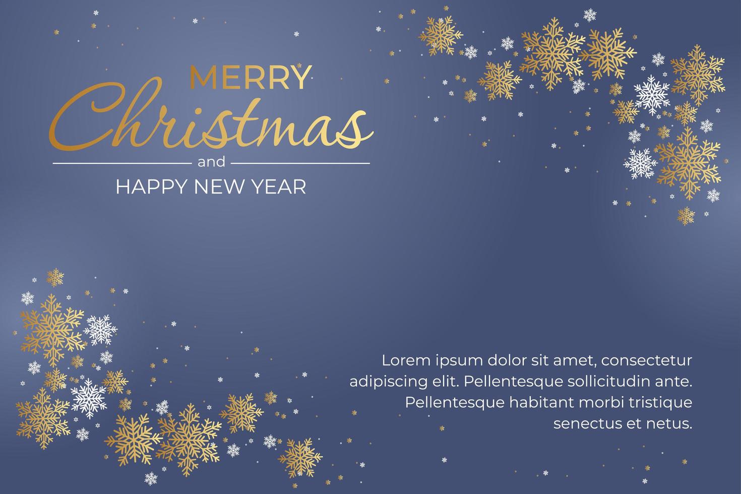 Merry Christmas greeting card with snowflakes on blue vector