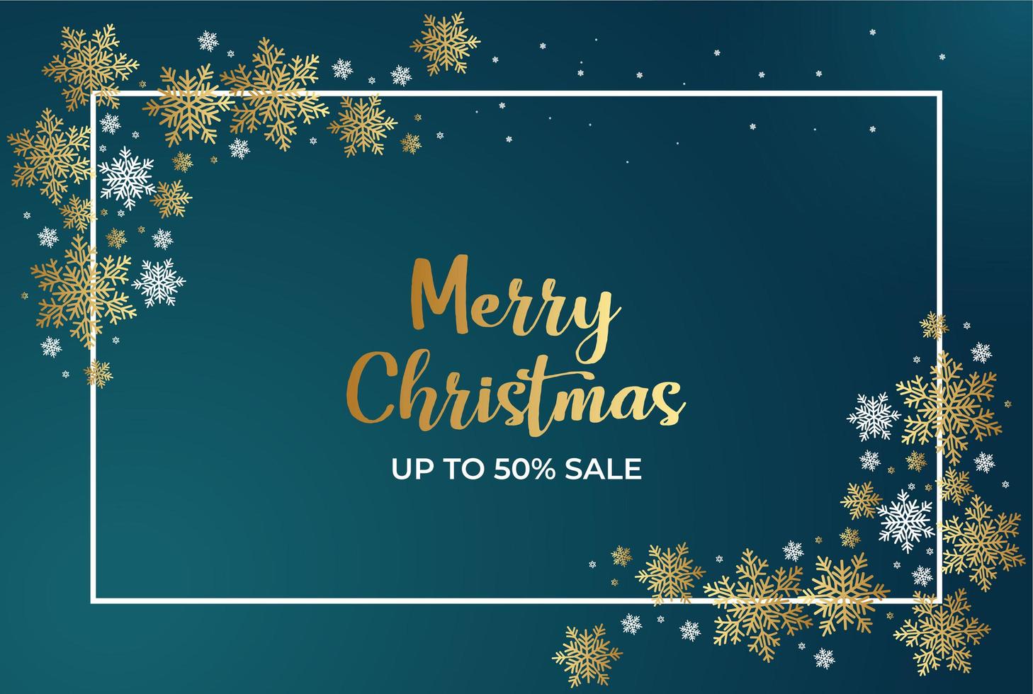 Christmas sale poster with snowflakes and frame vector