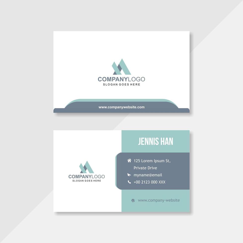 White and blue business card template vector