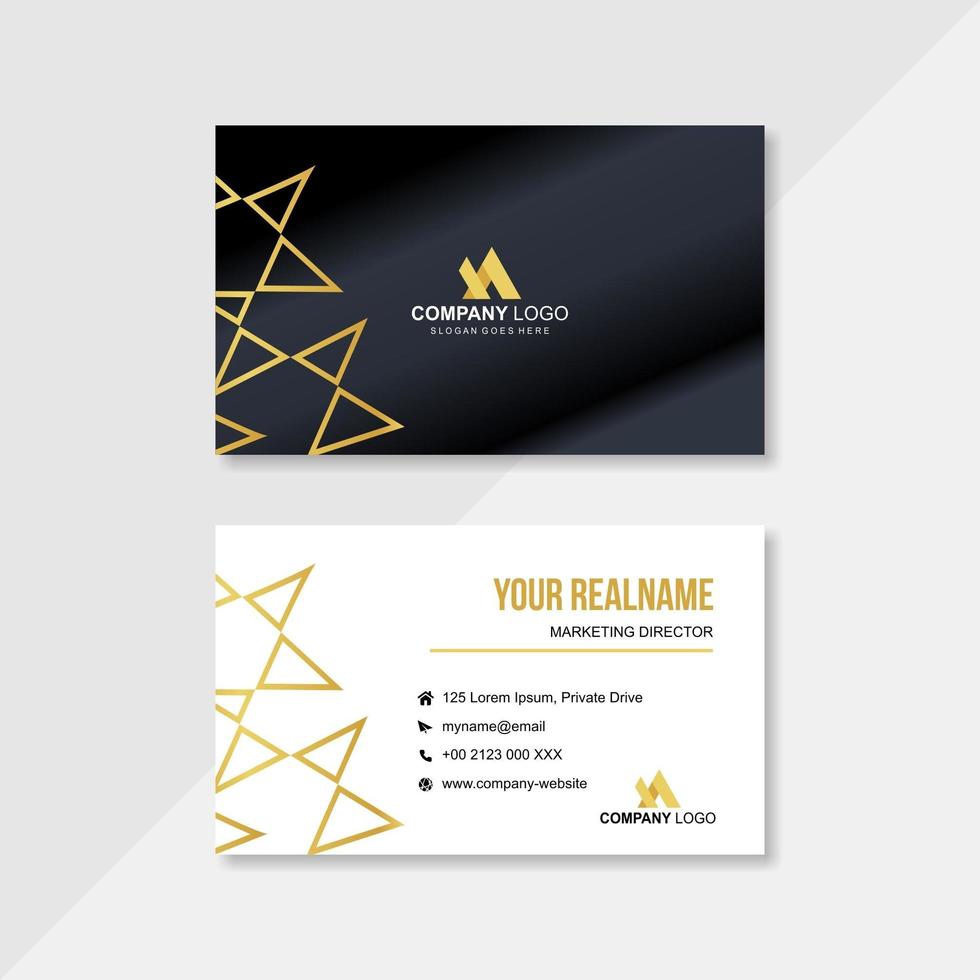 Business card template with gold geometric elements vector