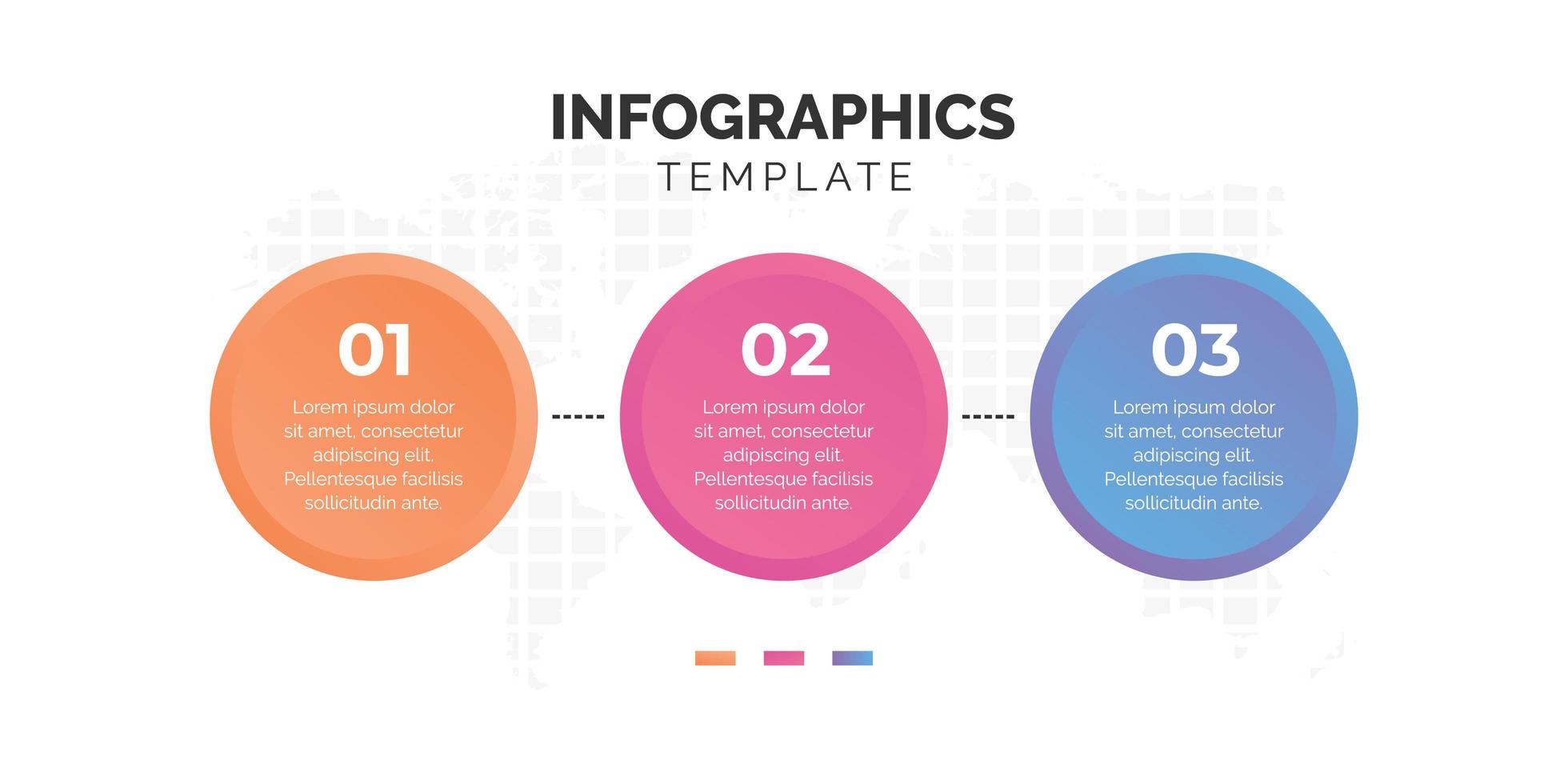 Three step colorful circle infographic template vector