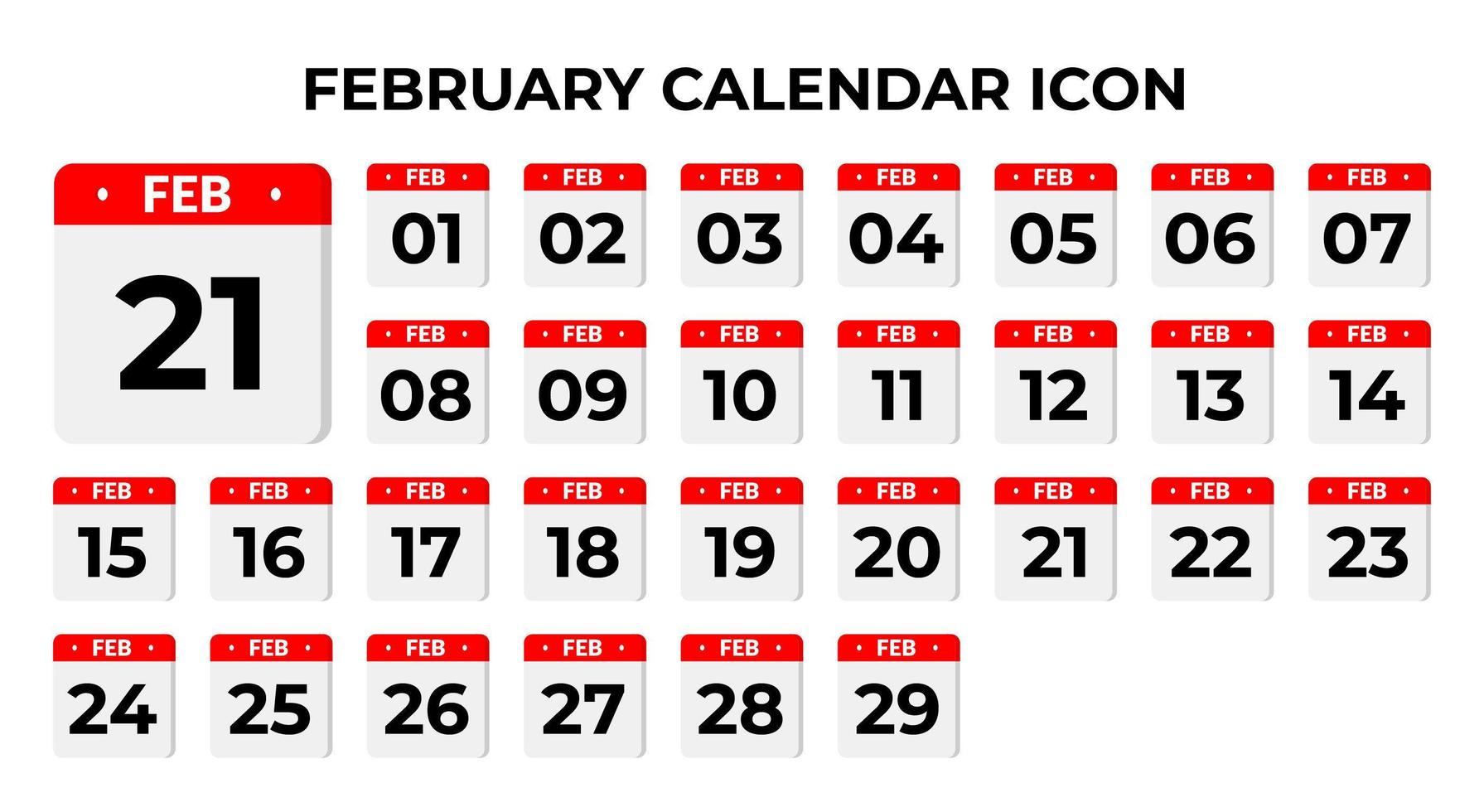 February calendar icons vector