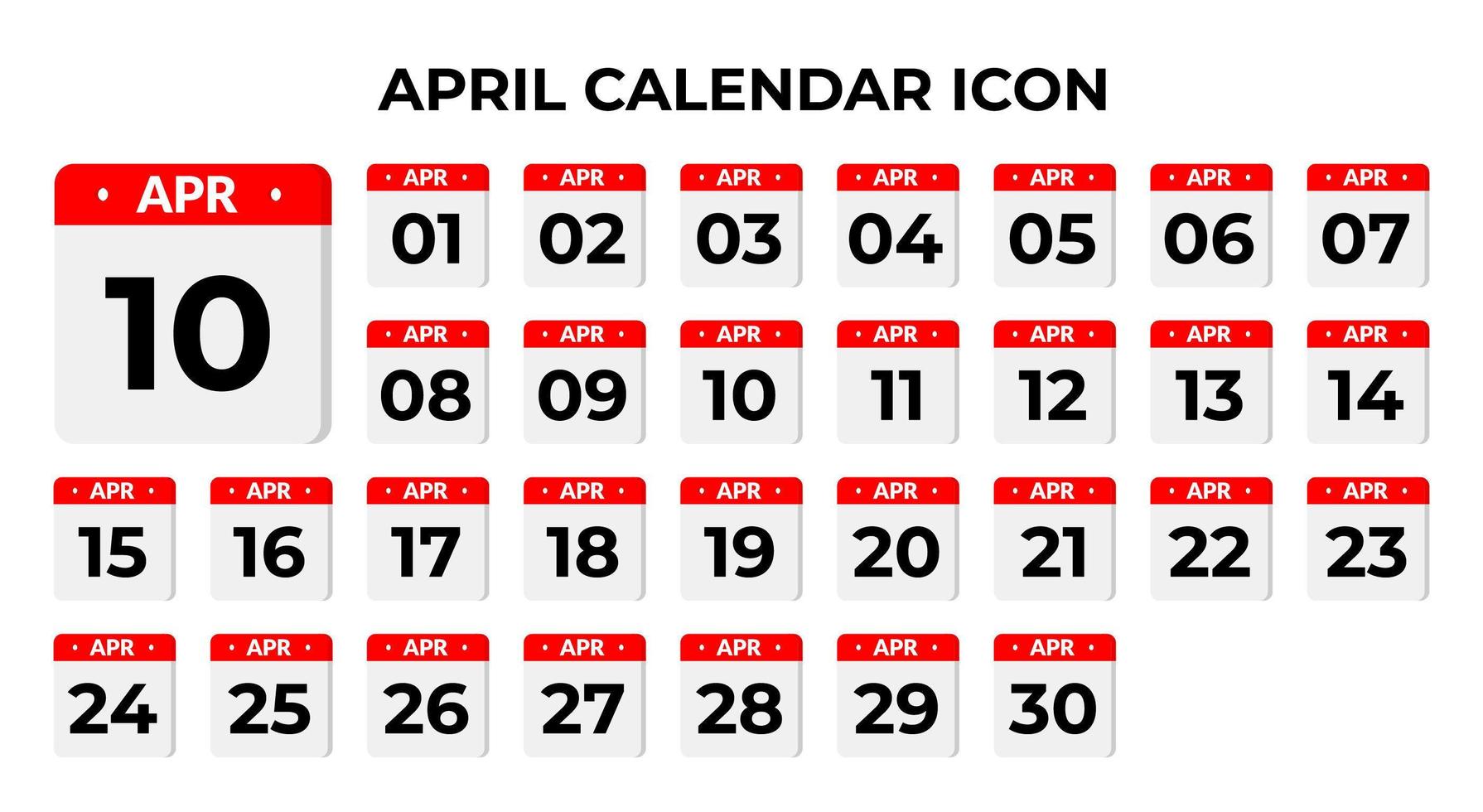 April calendar icons vector