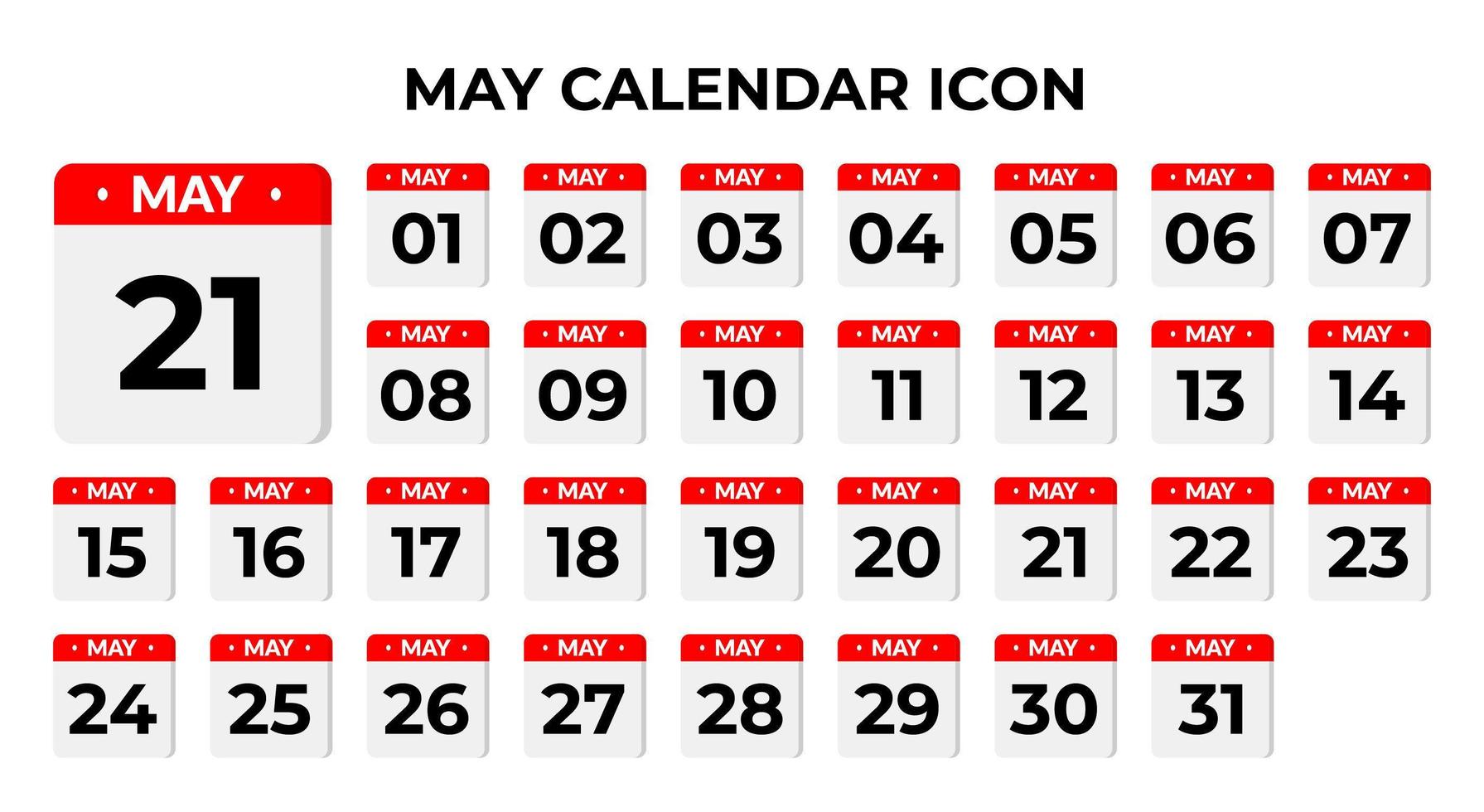 May calendar icons vector