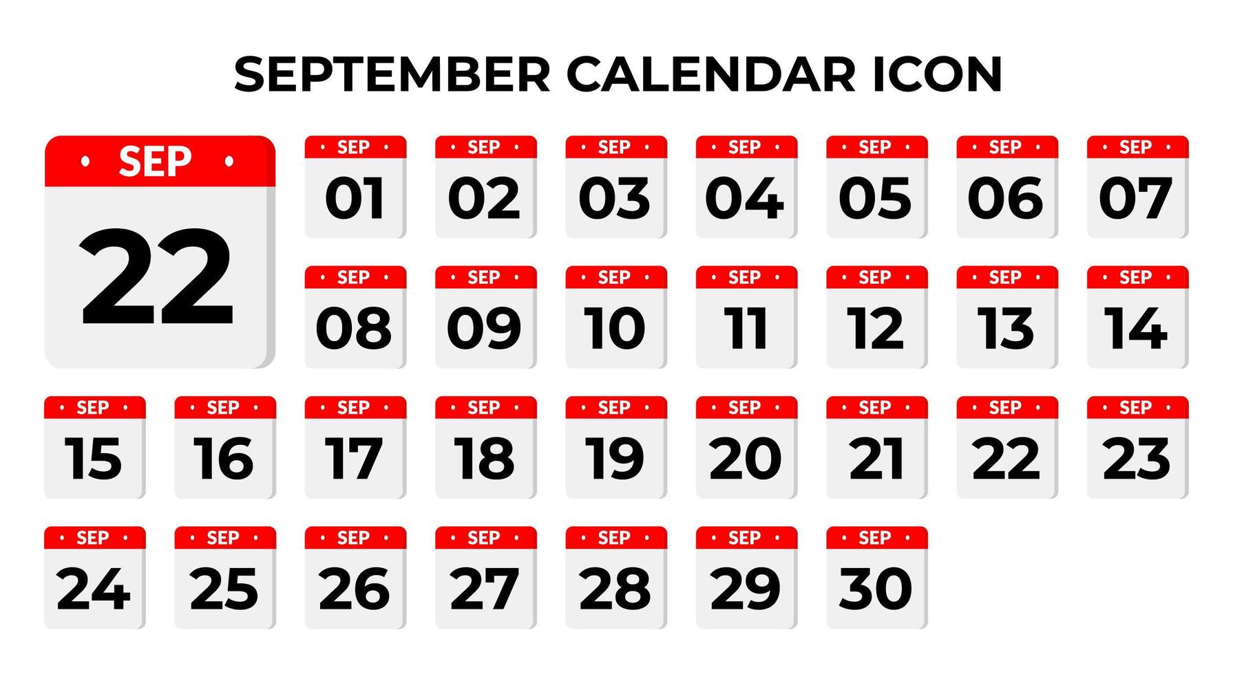 September calendar icons vector