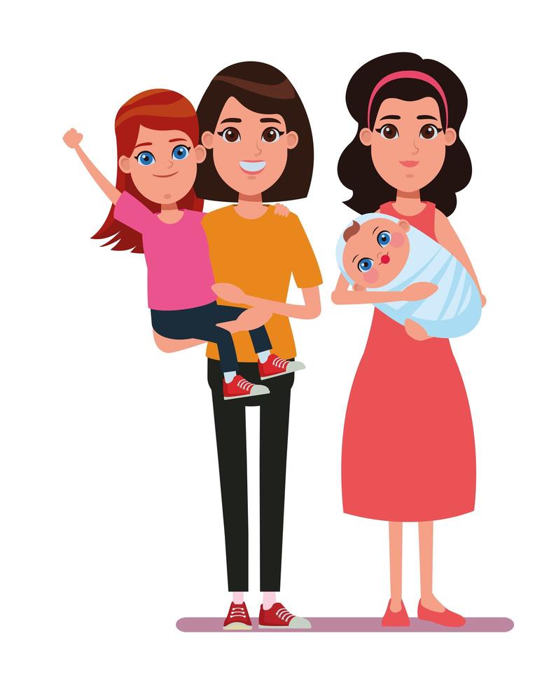 Family cartoon characters together vector