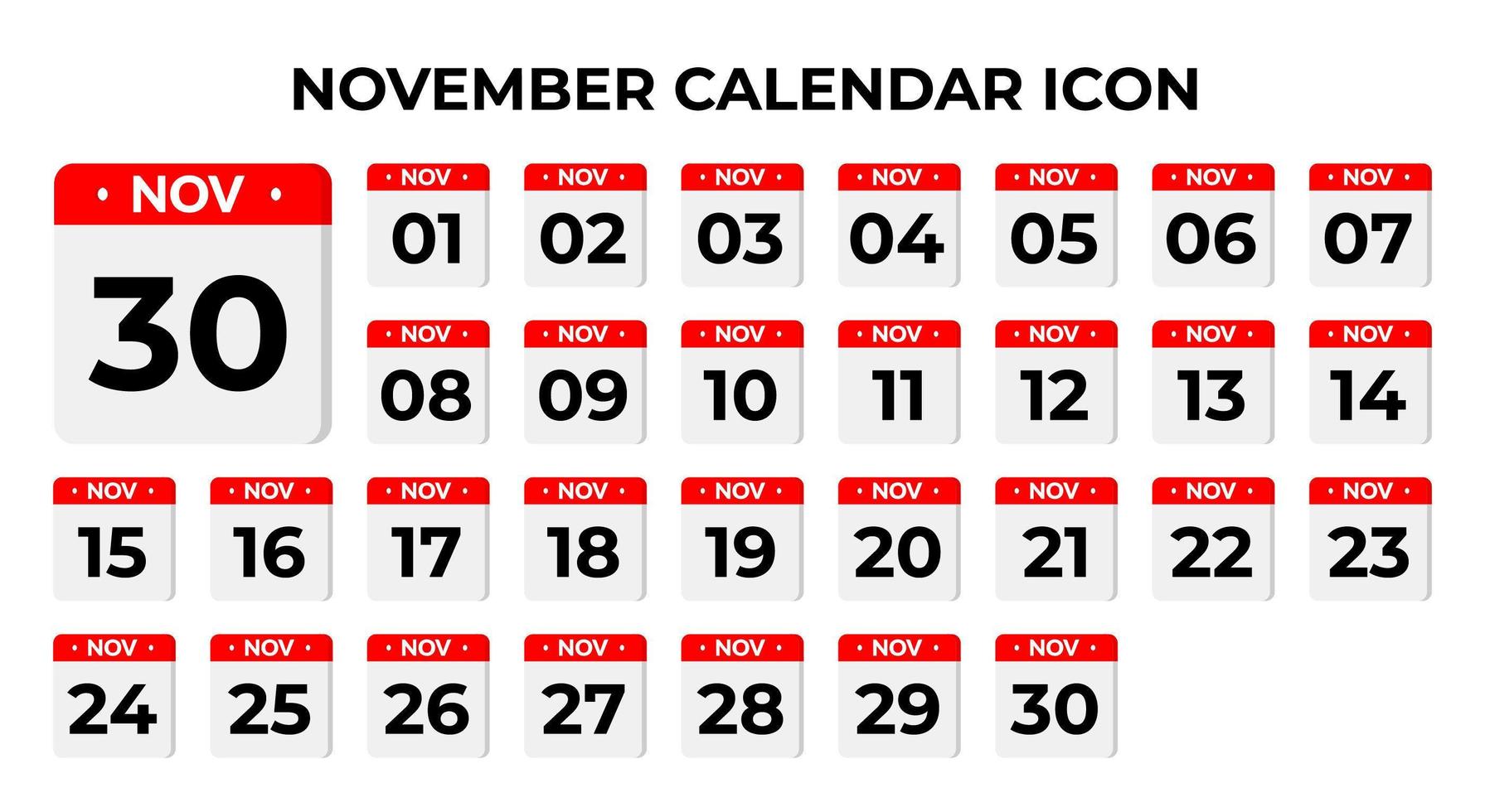 November calendar icons vector