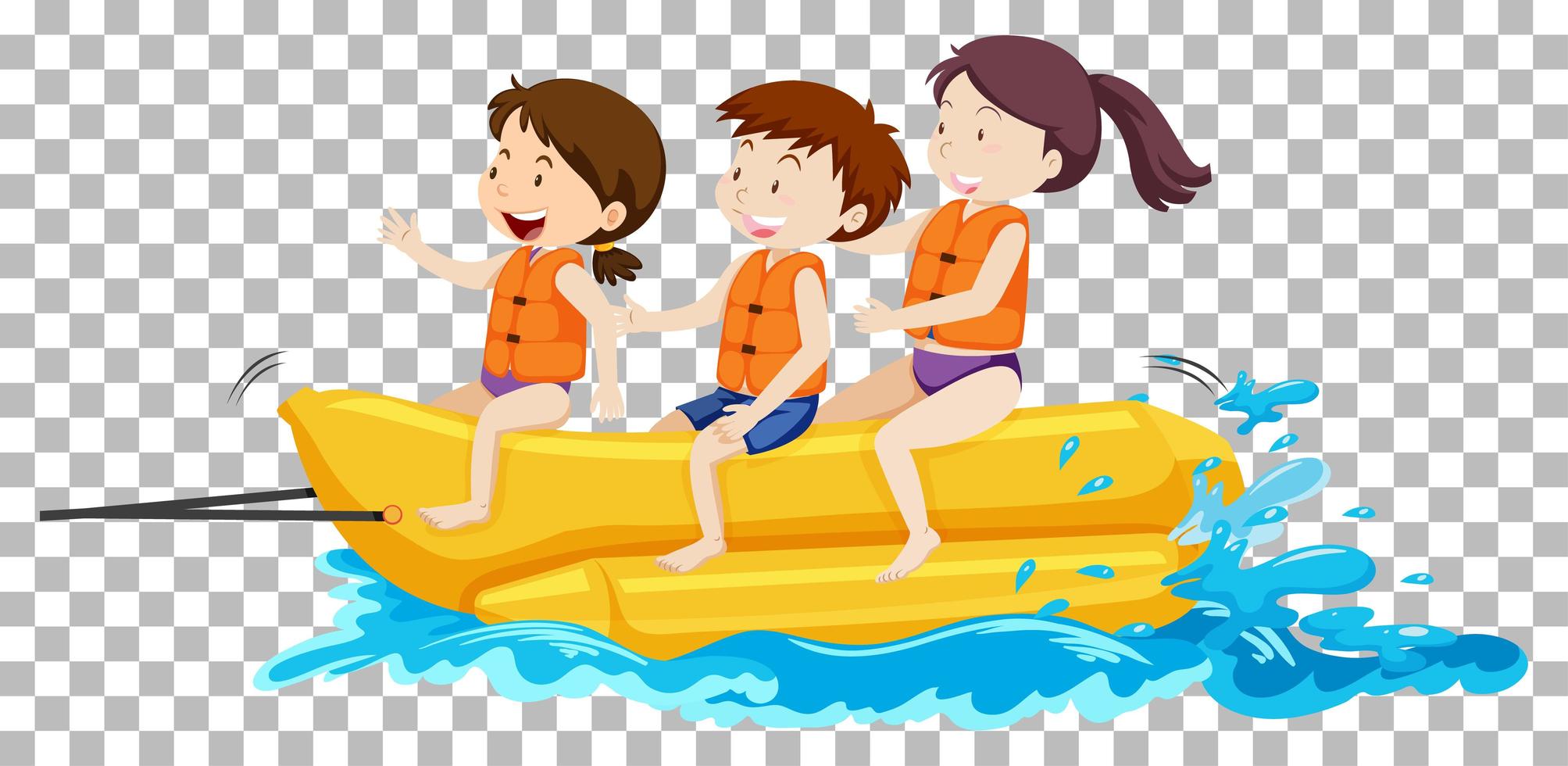 Children on the banana boat vector