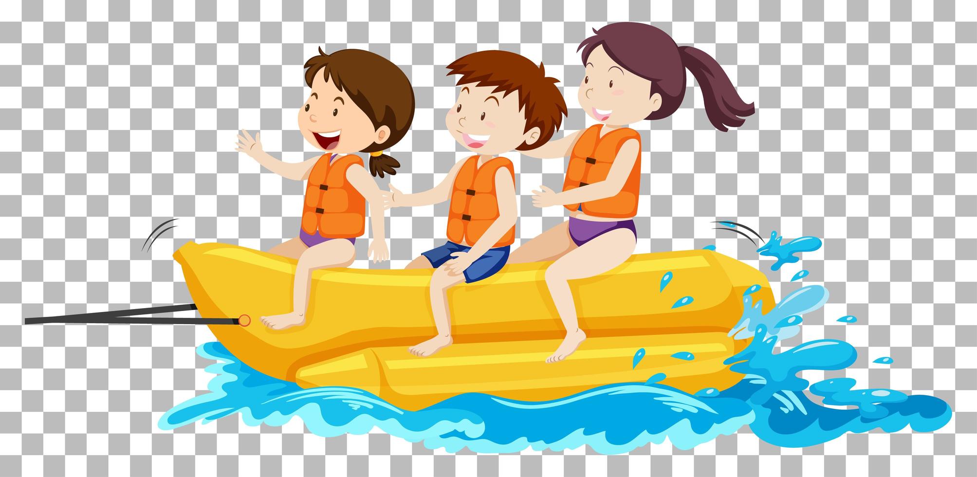 niños en el bote banana vector