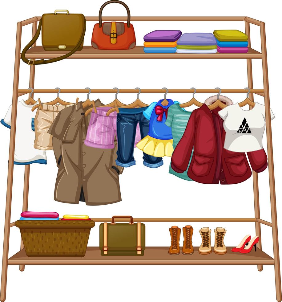 Clothes hanging on a clothesline with accessories vector