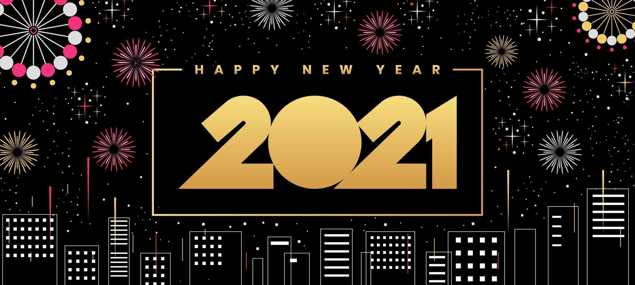 Happy New Year 2021 Cityscape vector