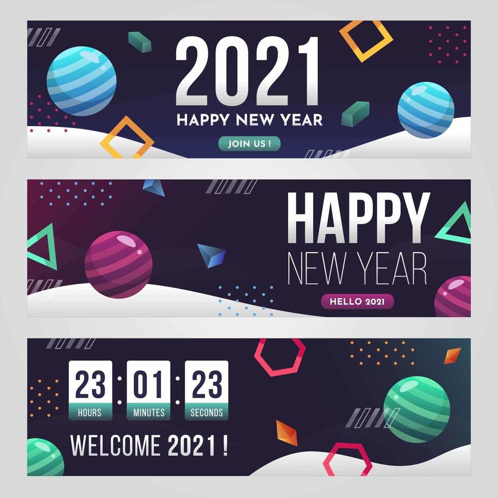 Futuristic Geometric 2021 New Year Banner vector
