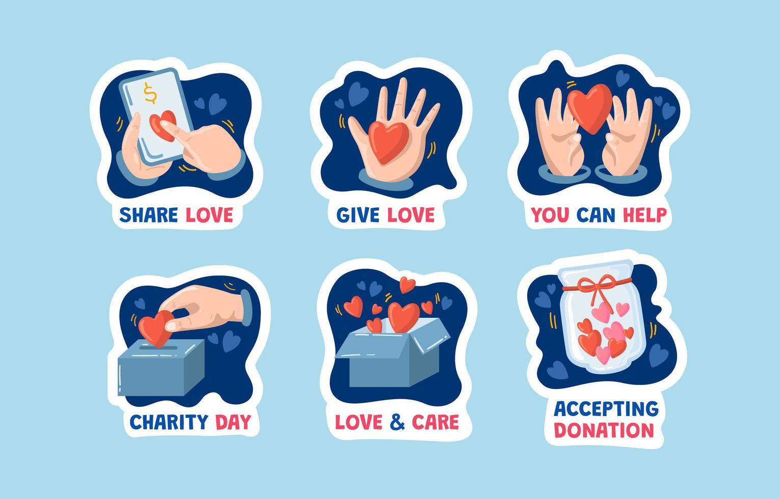 Raising Donation Stickers vector