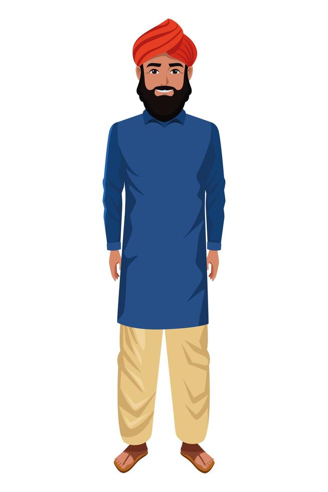 Indian man wearing traditional hindu clothes vector