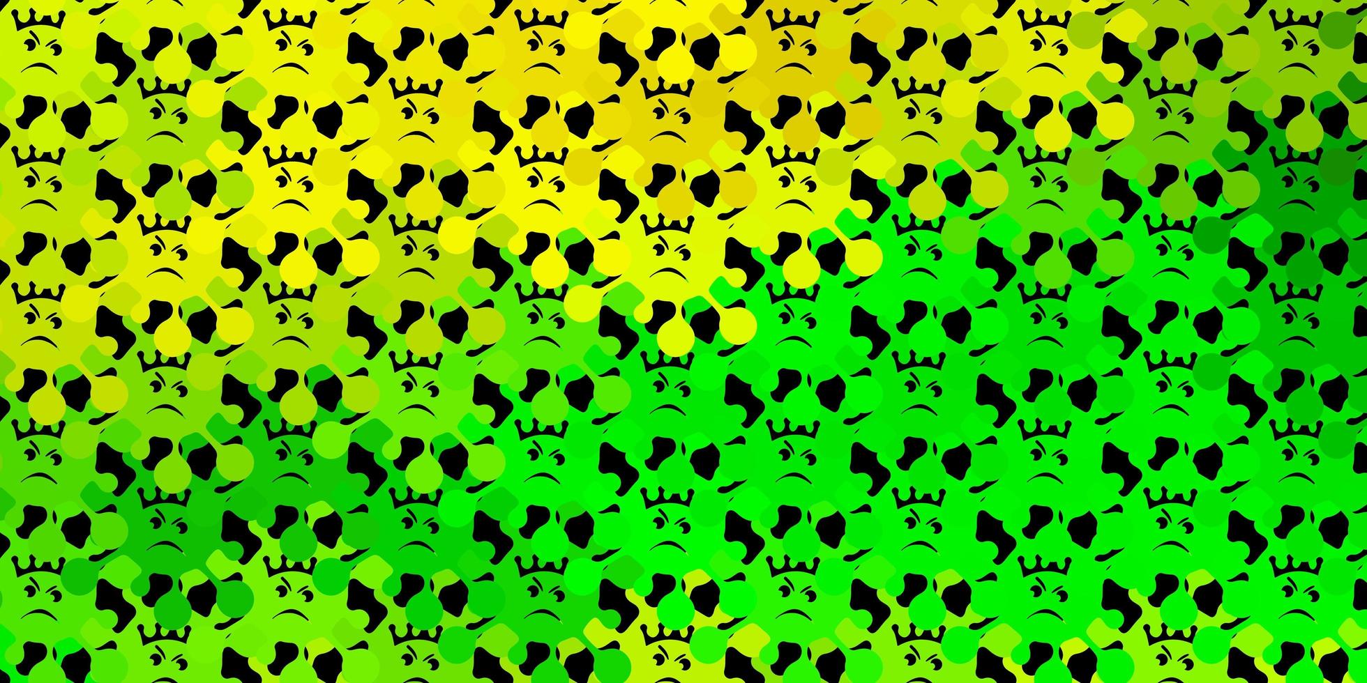 Dark green, yellow pattern with coronavirus elements. vector