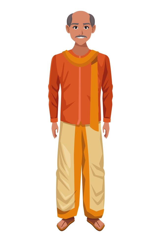 Indian man wearing traditional hindu clothes vector