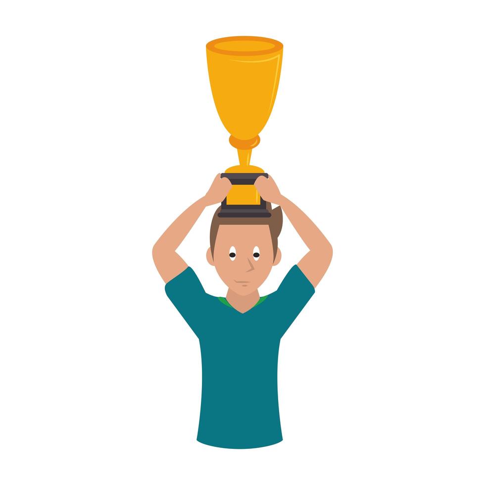 Soccer player with trophy vector