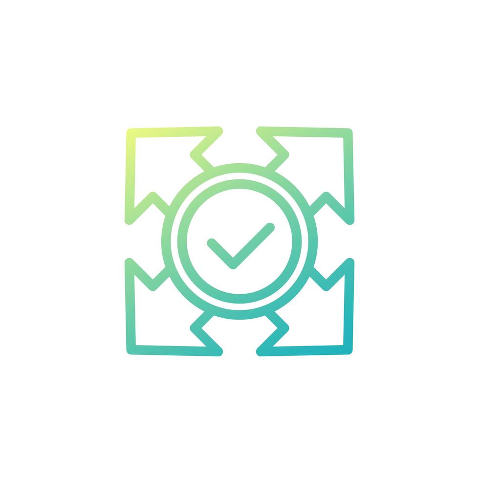 Expand icon with check mark, line design vector