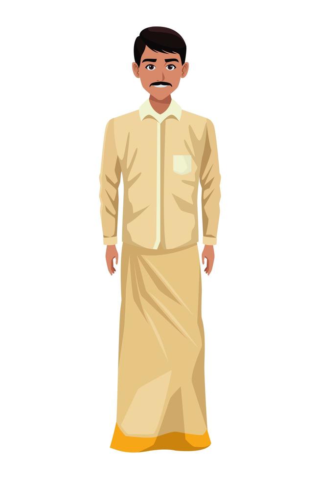 Indian man wearing traditional hindu clothes vector