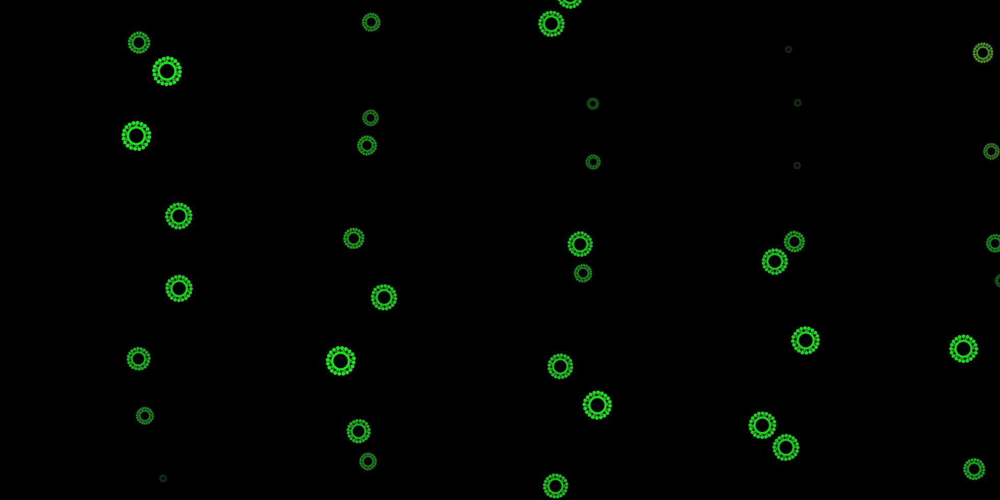 patrón verde oscuro, amarillo con elementos de coronavirus. vector