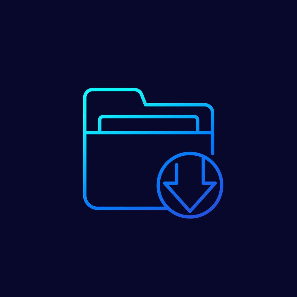 Download folder line icon vector
