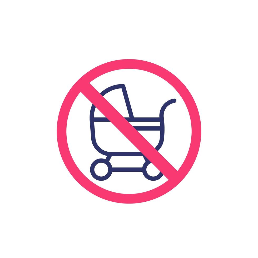 No baby carriage, pram icon vector