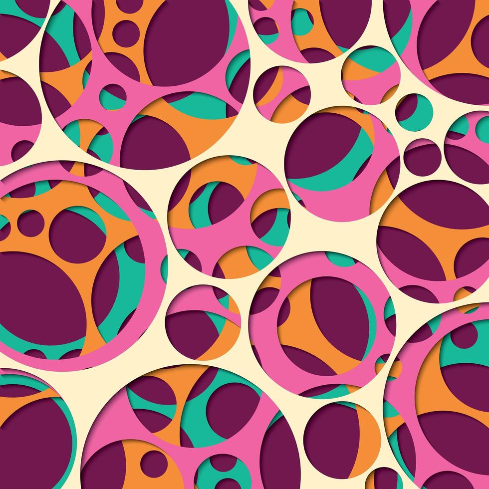 papel cortado fondo, círculos en colores vibrantes vector