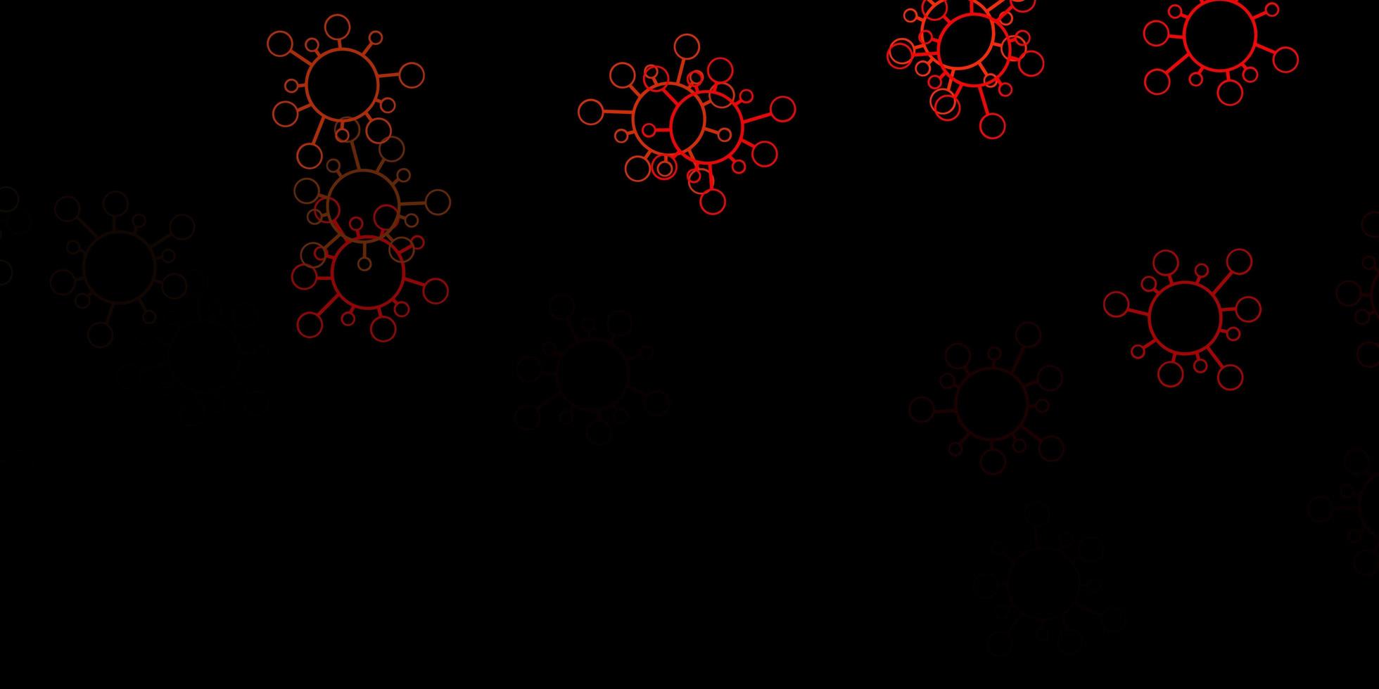 telón de fondo naranja oscuro con símbolos de virus. vector