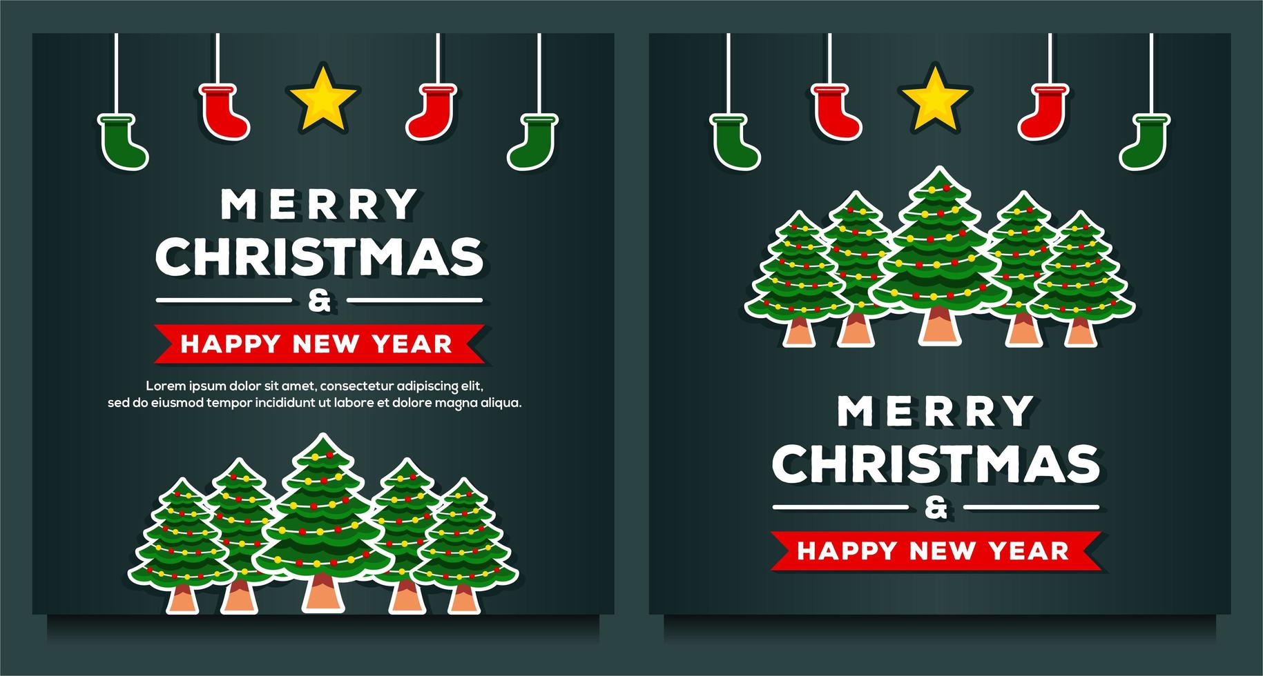 Merry Christmas and Happy New Year background vector