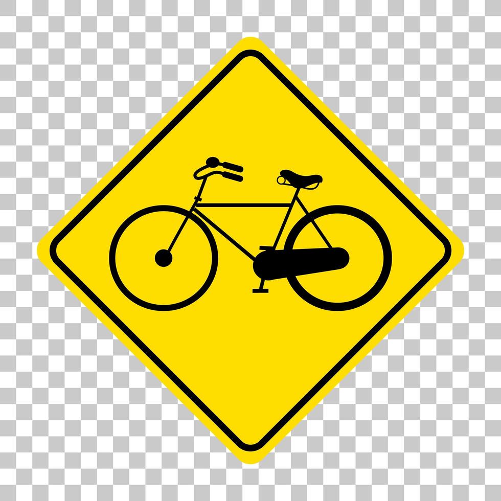 Yellow traffic warning sign on transparent background vector