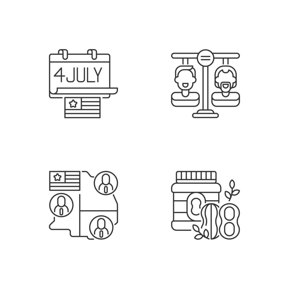 United States linear icons set. vector