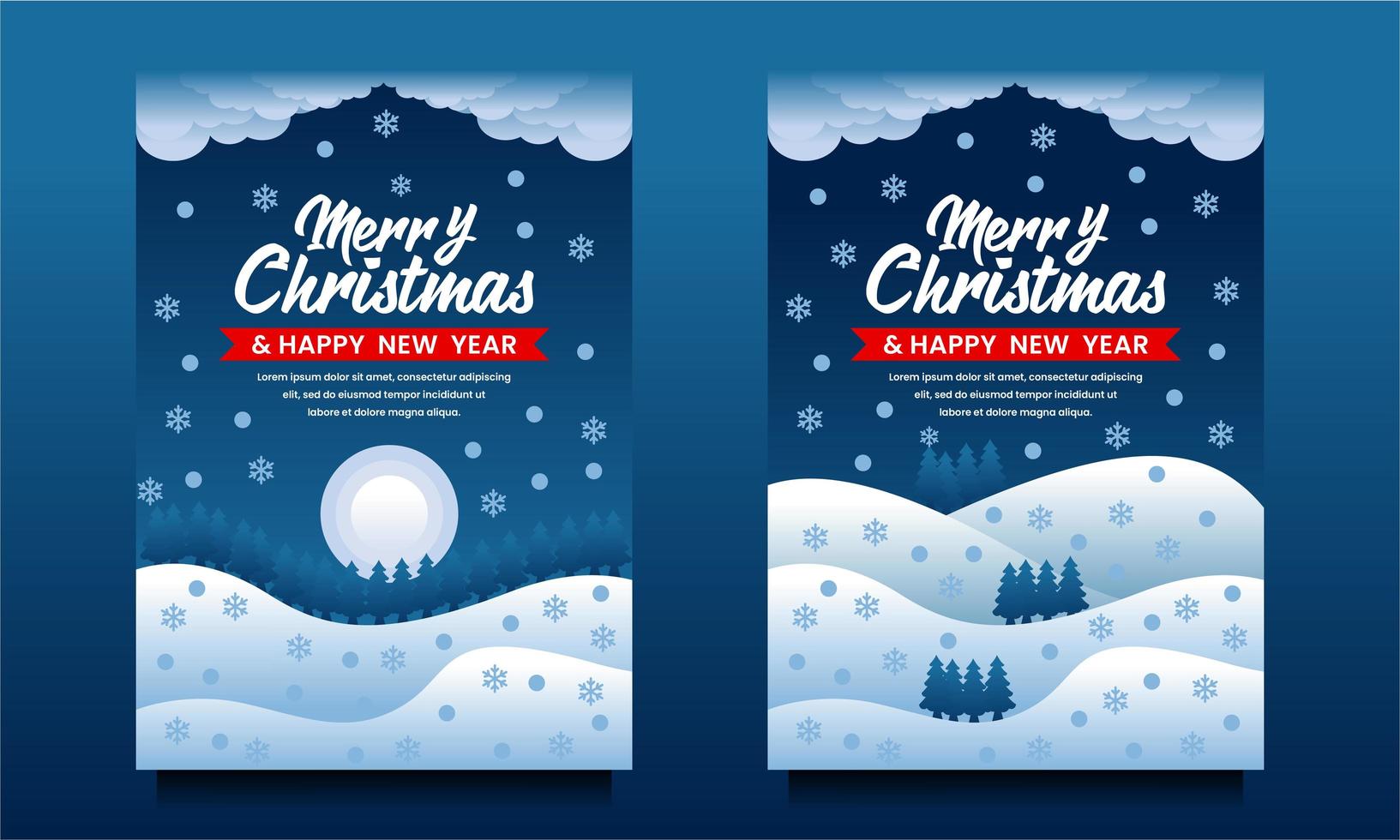 Merry Christmas and Happy New Year Banners vector