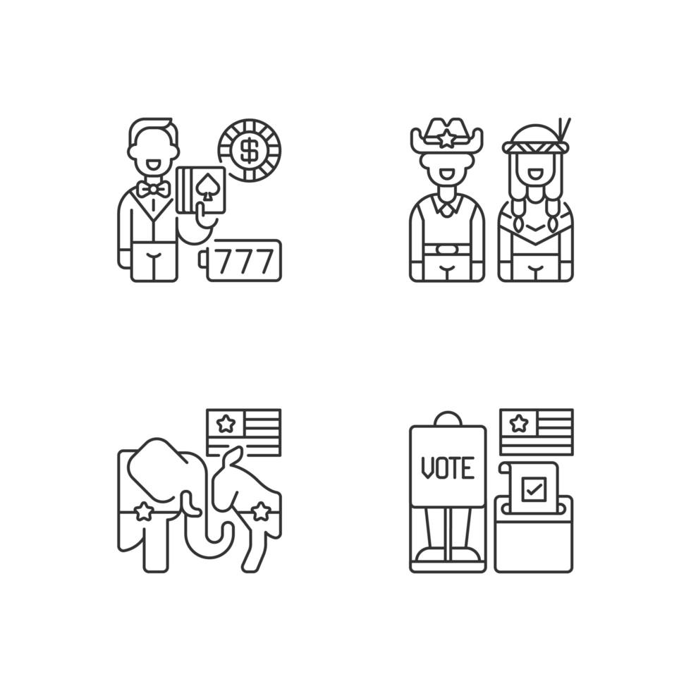 Conjunto de iconos lineales de Estados Unidos. vector