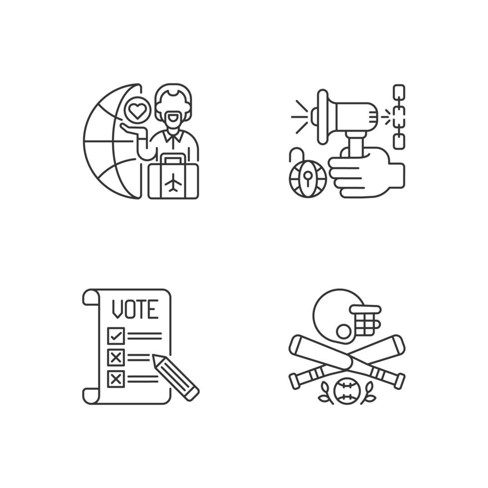 United States linear icons set. vector