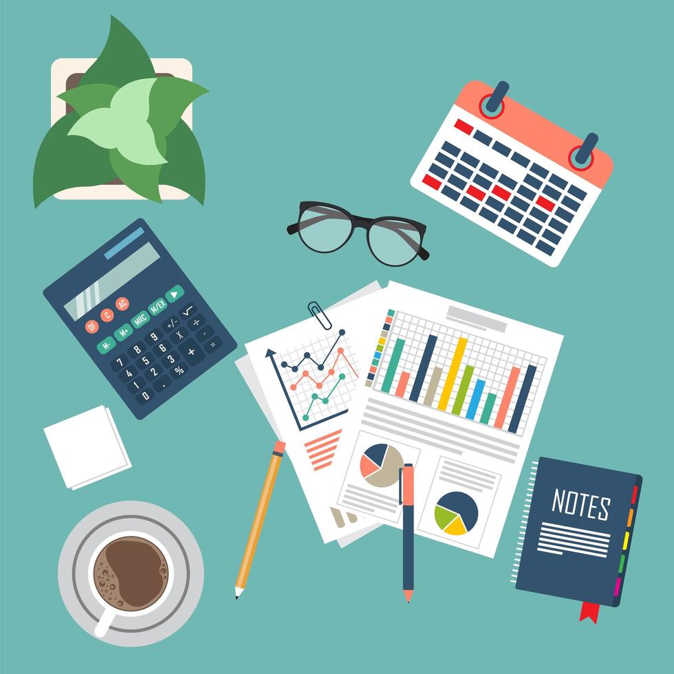 Auditing concept background with office objects vector