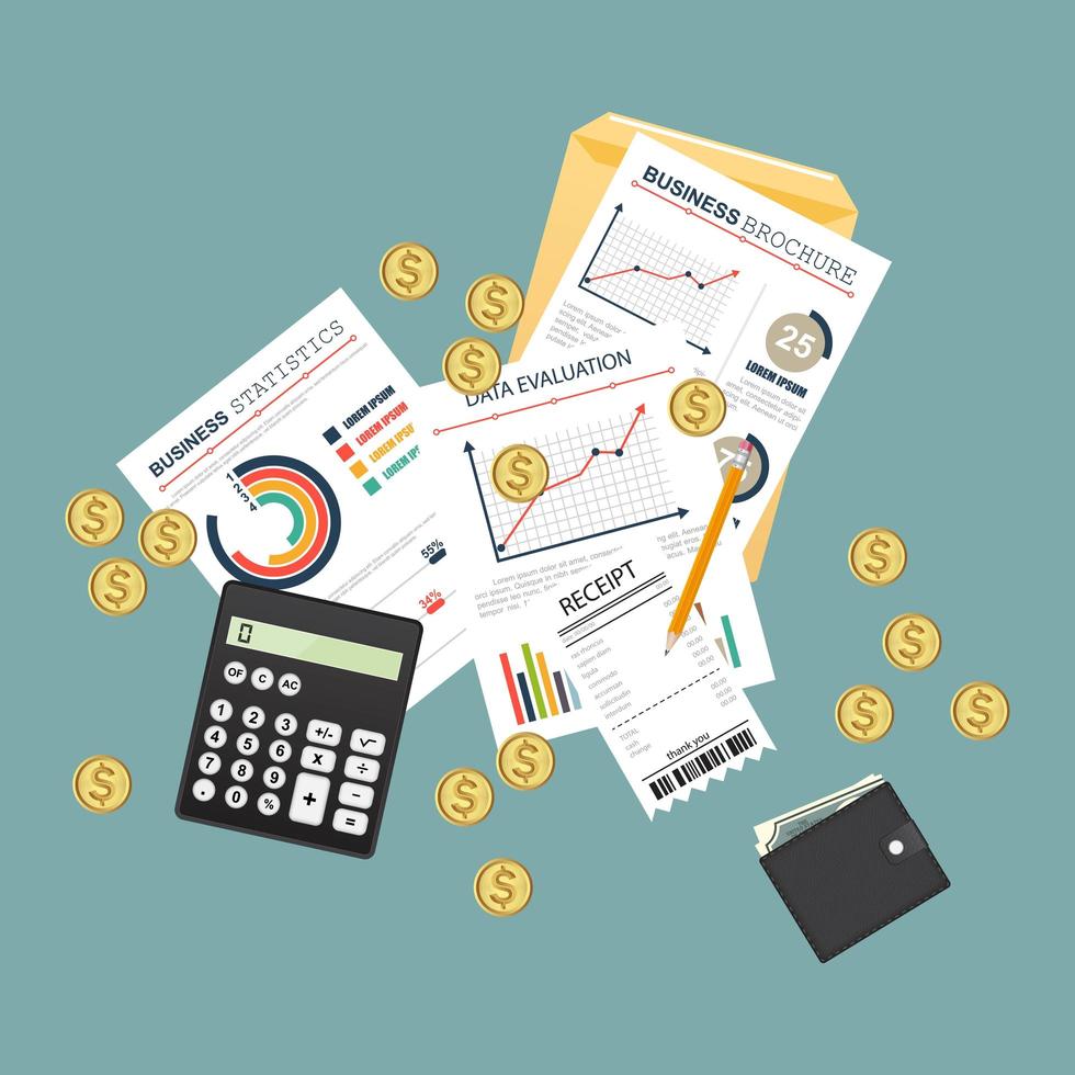 Auditing concept background with office objects vector