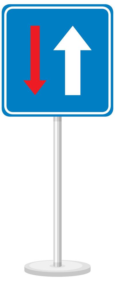 Priority over oncoming vehicles sign with stand isolated on white background vector