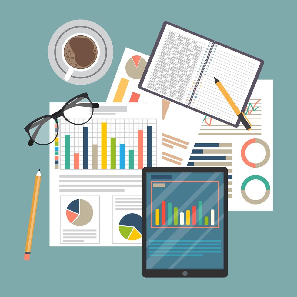 Auditing concept background with office objects vector